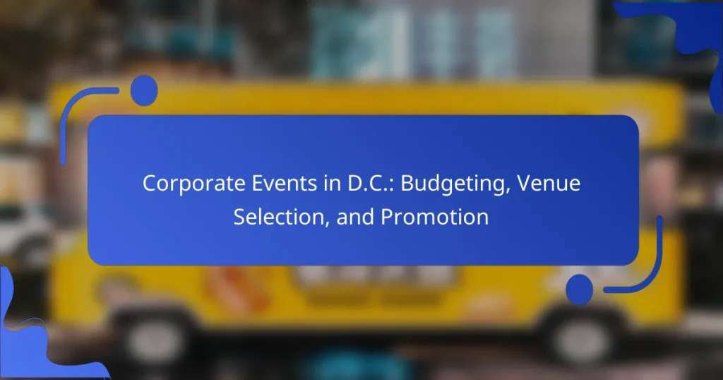 Corporate Events in D.C.: Budgeting, Venue Selection, and Promotion
